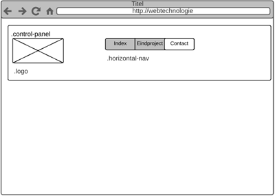 wireframe opmaak horizontale navigatie